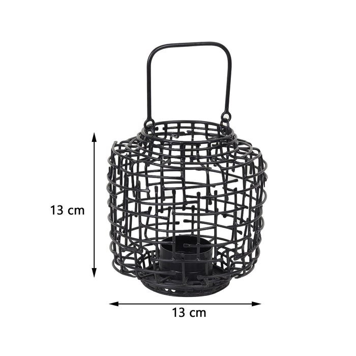 Basketweave Black Tea Light Holder M.M.I. OVERSEAS