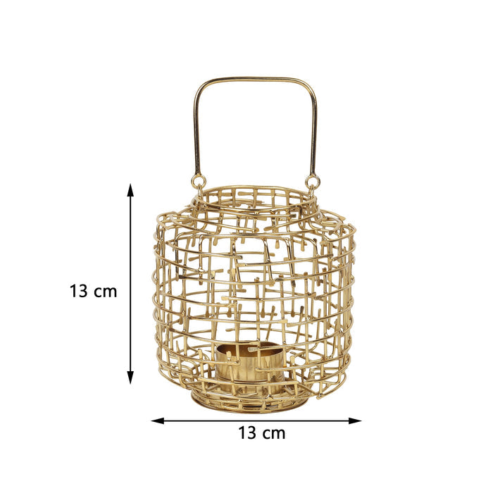 Basketweave Gold Tea Light Holder M.M.I. OVERSEAS