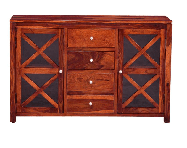 Beautiful Cross Design Sheesham Wood console table With Drawer - Ouch Cart