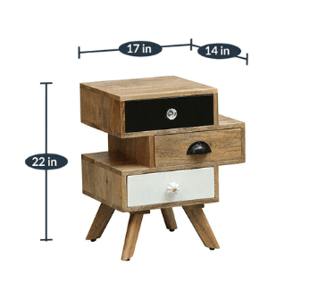 Beautiful Design Mango Wood Bedside chest with 3 Drawer Storage - Ouch Cart