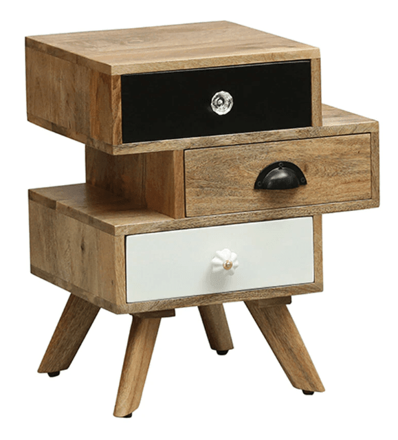 Beautiful Design Mango Wood Bedside chest with 3 Drawer Storage - Ouch Cart