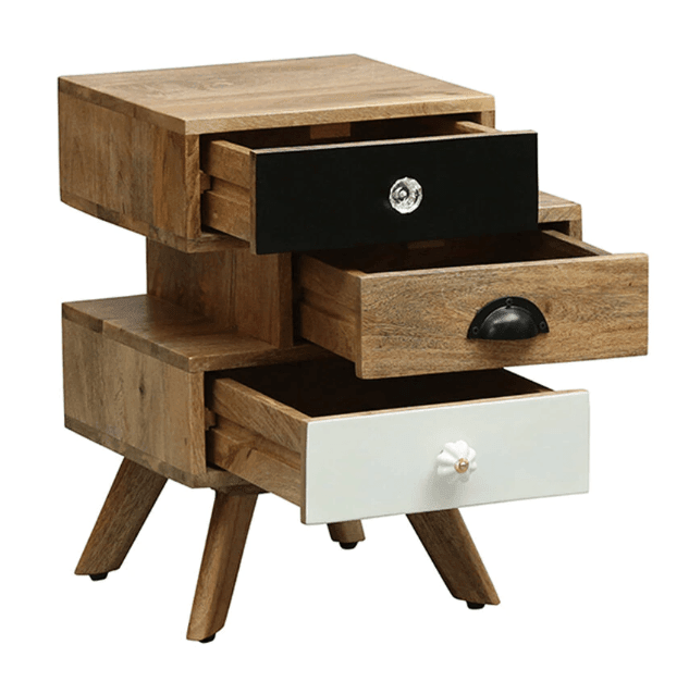 Beautiful Design Mango Wood Bedside chest with 3 Drawer Storage - Ouch Cart