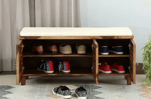 Beautiful Sheesham Wood Shoe Rack Cabinet - Ouch Cart