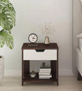 Bed Side Table with Drawer in Choco Walnut Finish - Ouch Cart