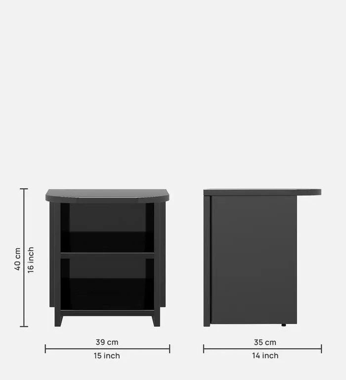 Bedside Table in Black Finish - Ouch Cart
