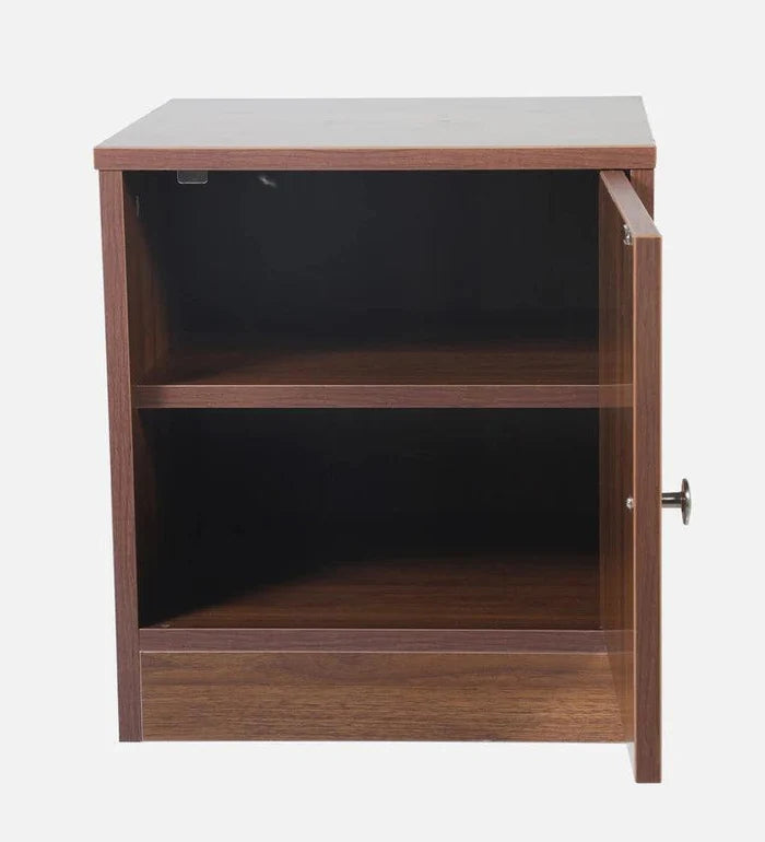 Bedside Table In Columbian Walnut Finish with Storage - Ouch Cart