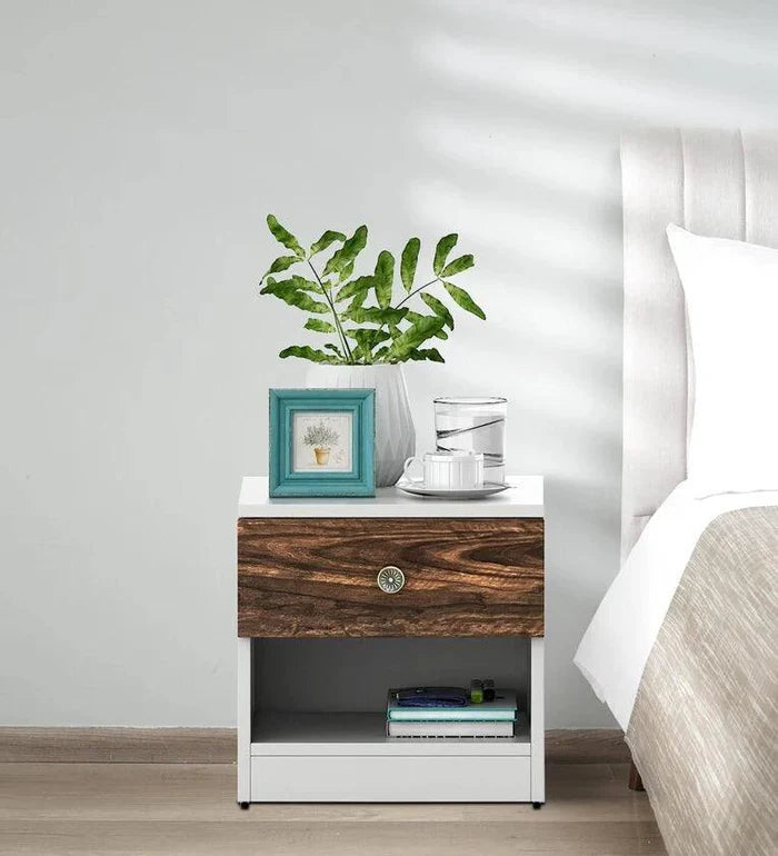 Bedside Table in Gloss Finish with Drawer - Ouch Cart