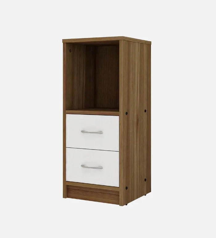 Bedside Table in Lyon Teak & White Finish With 2 Drawers - Ouch Cart