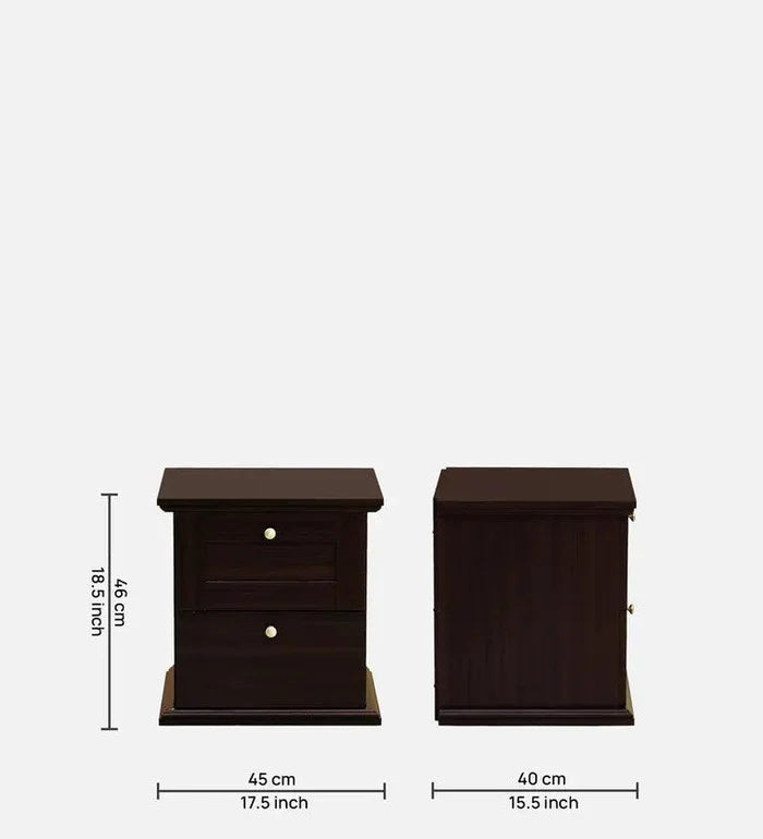 Bedside Table in Walnut Finish with Drawer - Ouch Cart