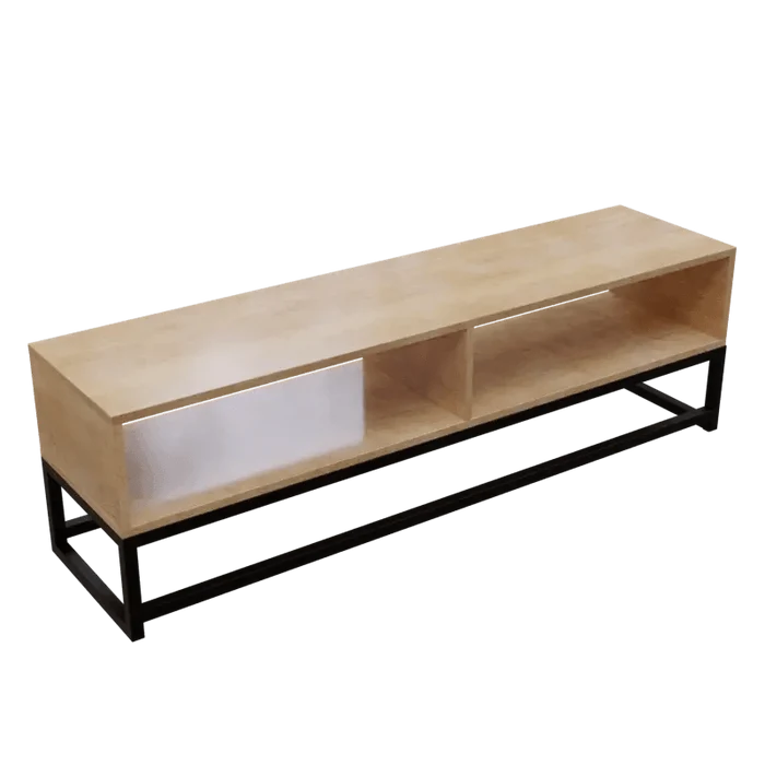 Benji TV Unit With Storage Space in Large Size in Wooden Texture - Ouch Cart