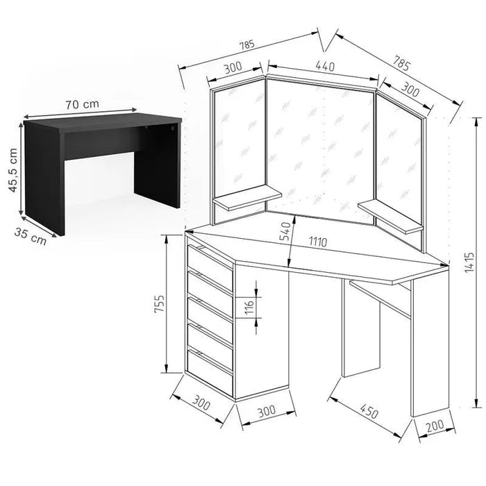 Bjorn Dressing Table with Mirror - Ouch Cart