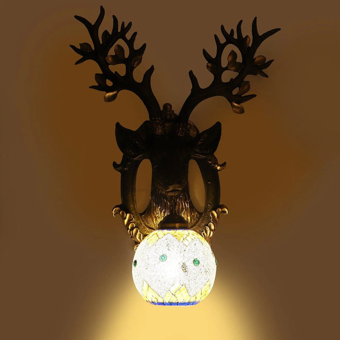 Black and Gold Wood Multicolor beautiful Reindeer design Wall Lights - Ouch Cart