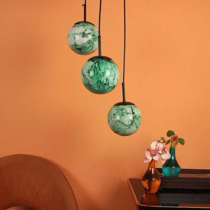 Black And Green 3 Iron Cluster Hanging Light - Ouch Cart