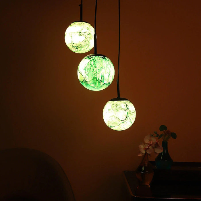 Black And Green 3 Iron Cluster Hanging Light - Ouch Cart