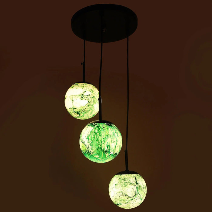 Black And Green 3 Iron Cluster Hanging Light - Ouch Cart