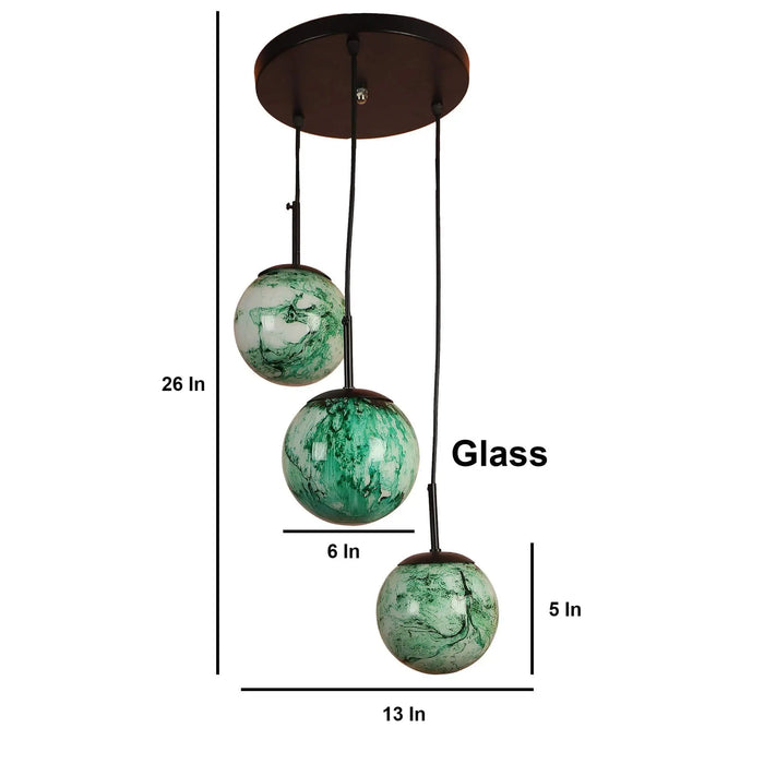 Black And Green 3 Iron Cluster Hanging Light - Ouch Cart