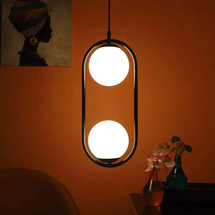 Black And White Modern Metal Hanging Light - Ouch Cart
