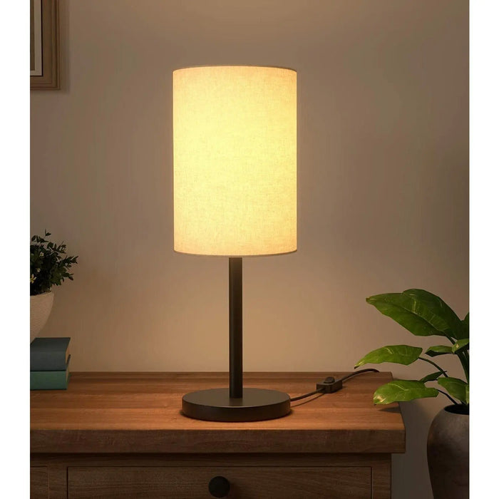 Black Sleek Table Lamp Cylindrical Shade - Ouch Cart