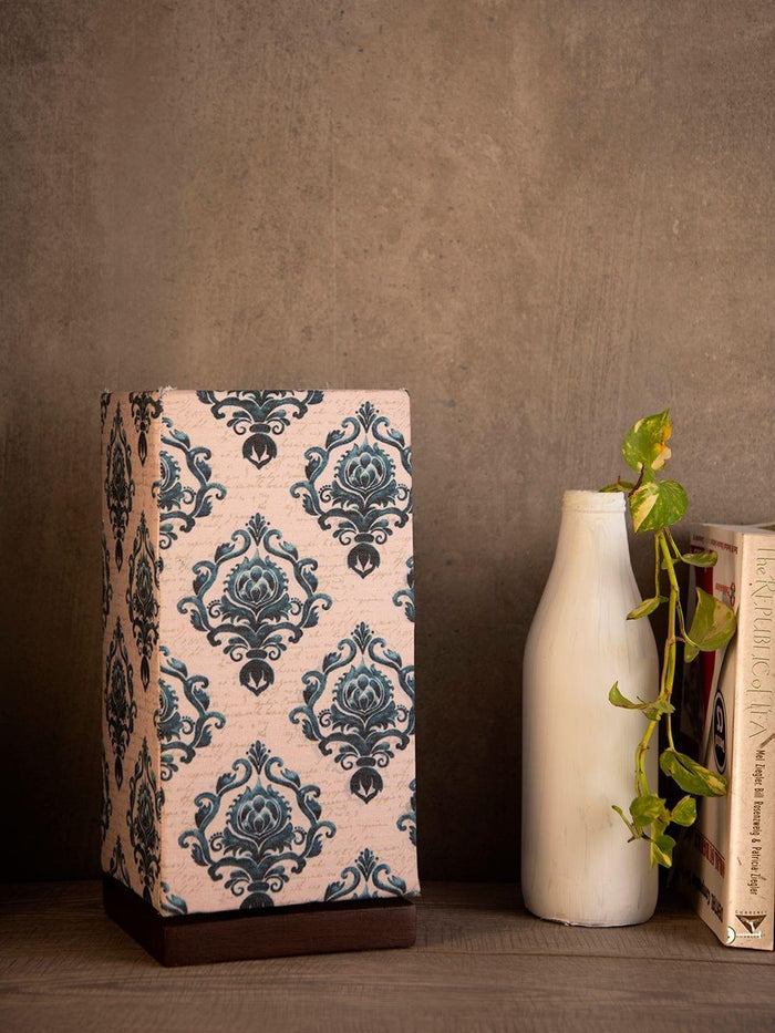 Block Print Lamp with Wooden Base - Ouch Cart