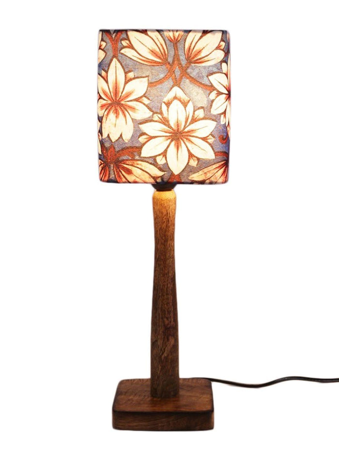 Blue Flowers Wooden Lamp - Ouch Cart