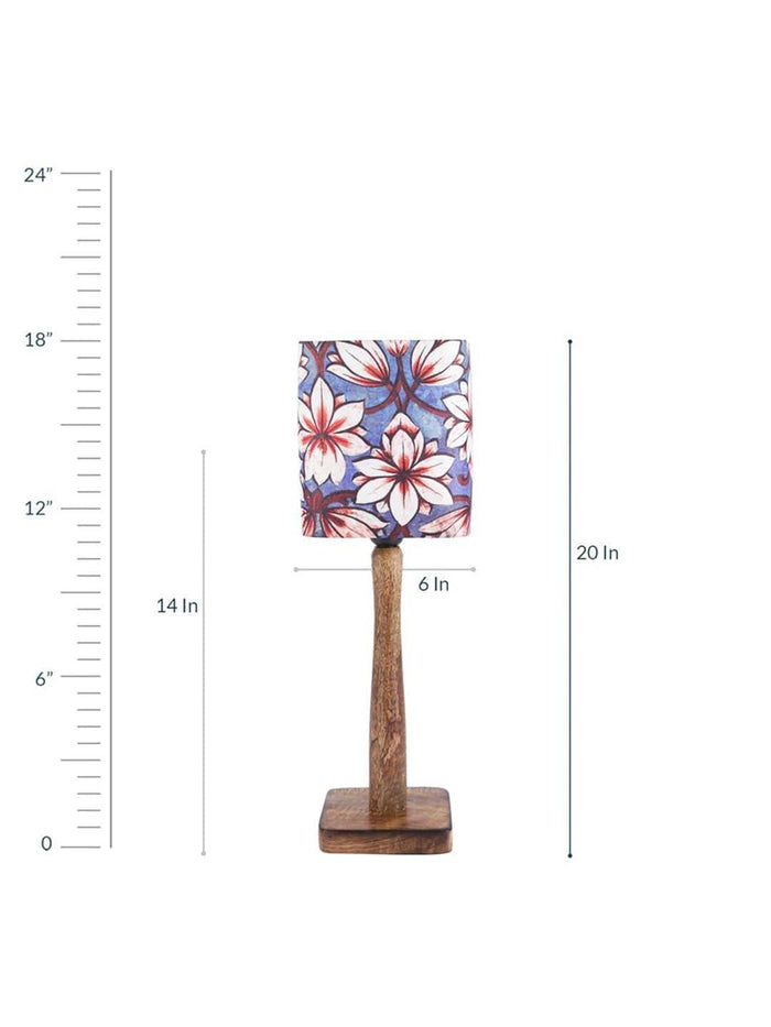 Blue Flowers Wooden Lamp - Ouch Cart