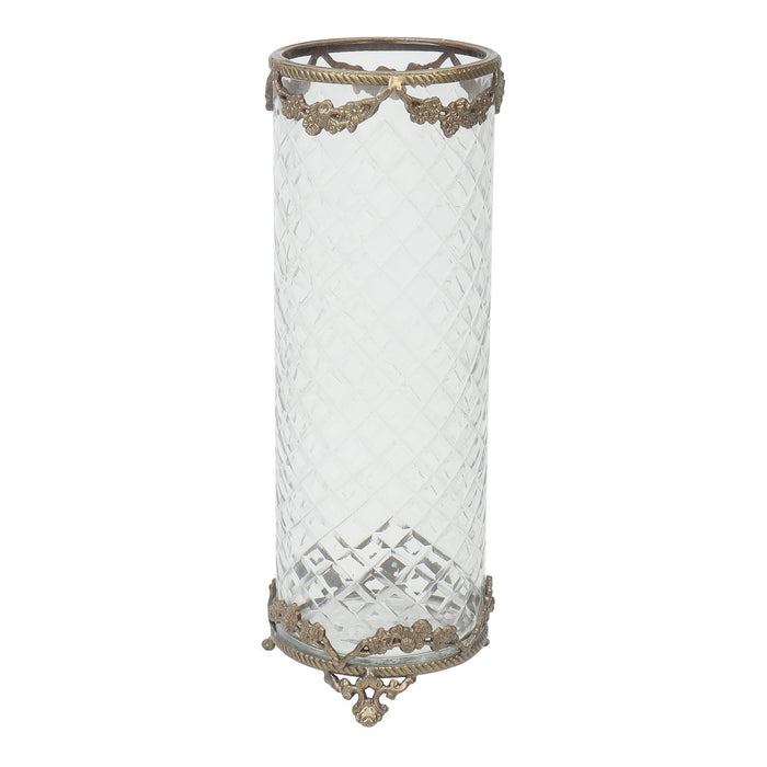 Botanic Antique Brass Trim Glass Vase Gold - Ouch Cart