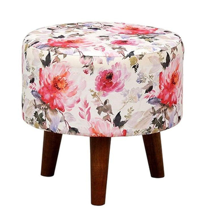 Botanic Mango Wood Foot Stool In Cotton Multicolour - Ouch Cart