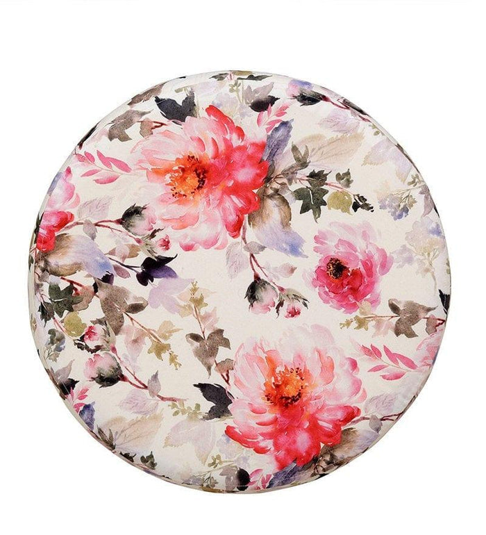 Botanic Mango Wood Foot Stool In Cotton Multicolour - Ouch Cart