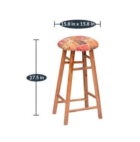 Cady Mango Wood Bar Stool In Velvet MultiColour - Ouch Cart