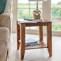 Carved net Side Table in Honey Finish - Ouch Cart