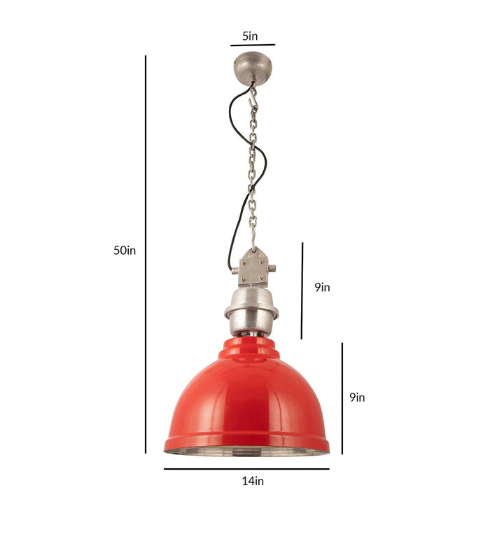Ceramic Red Industrial Pendant Light - Ouch Cart