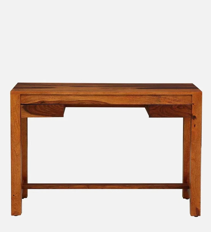 Claire Sheesham Wood Writing Table In Rustic Teak Finish, - Ouch Cart