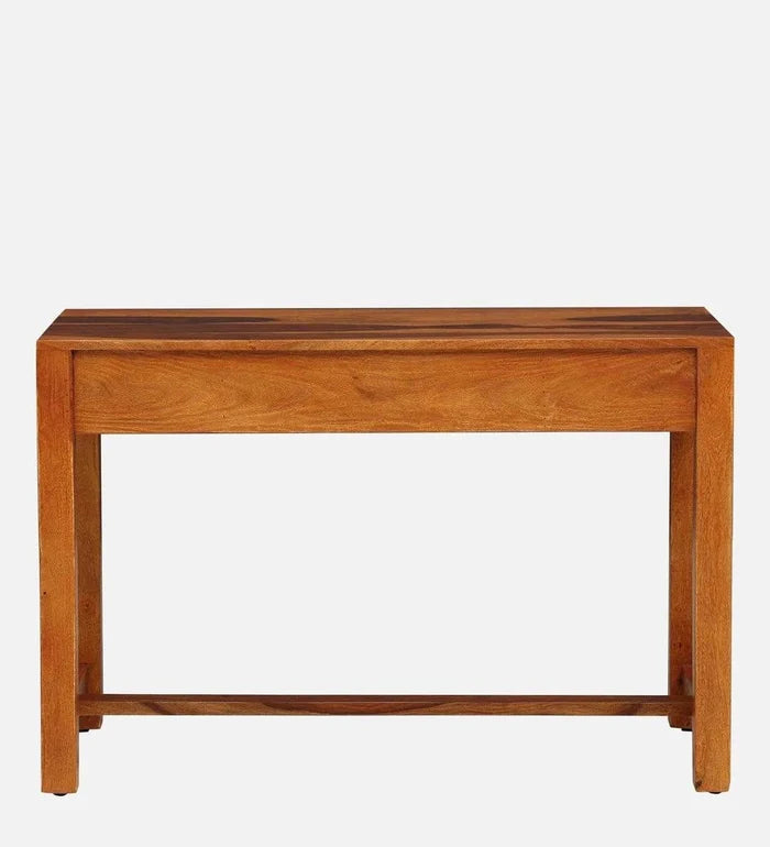 Claire Sheesham Wood Writing Table In Rustic Teak Finish, - Ouch Cart