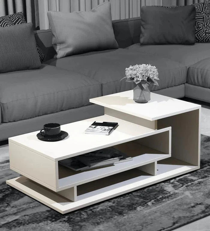 Coffee Table In Frosty White Colour - Ouch Cart