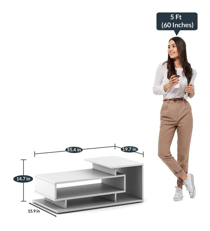 Coffee Table In Frosty White Colour - Ouch Cart