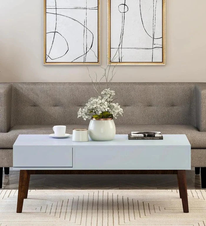 Coffee Table In White Finish - Ouch Cart