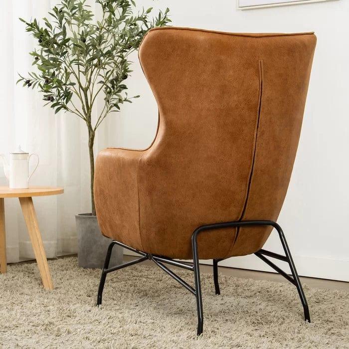 Colm Vegan Leather Wingback Chair - Ouch Cart