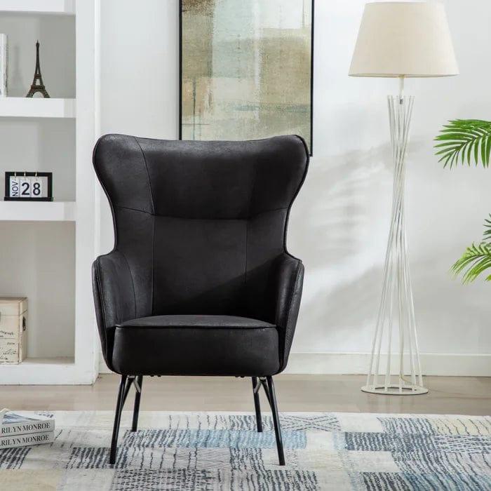 Colm Vegan Leather Wingback Chair - Ouch Cart