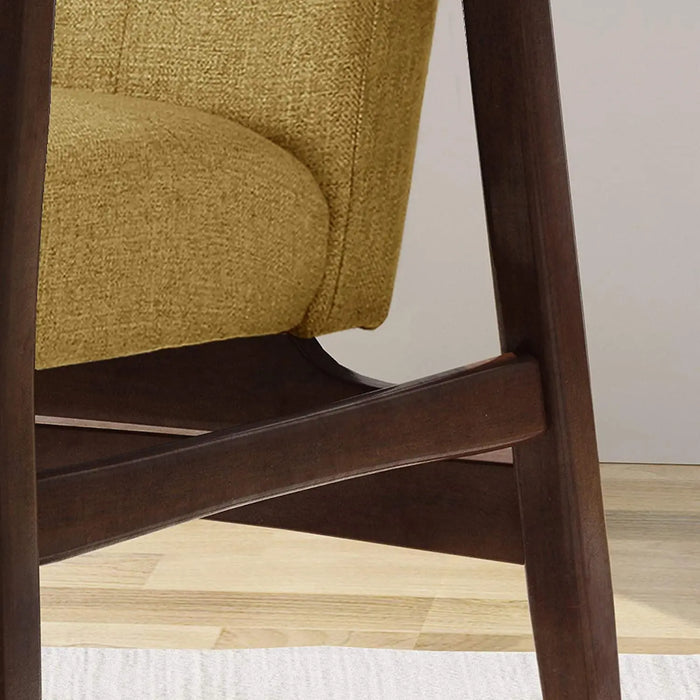 Conrad Fabric Mid-Century Birch Club Chair, Wasabi and Dark Espresso, Mustard - Ouch Cart