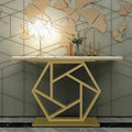 Contemporary Iron Console with Stylish Geometric Form and Elegant Metallic Sheen N.R.HOMESDECOR