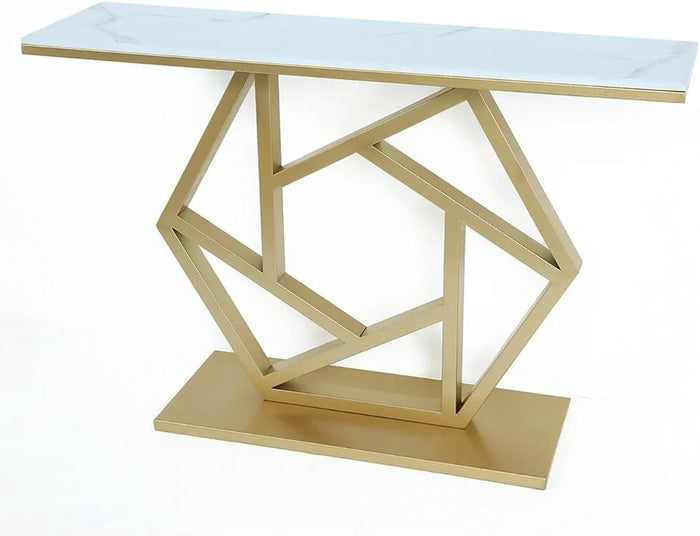 Contemporary Iron Console with Stylish Geometric Form and Elegant Metallic Sheen N.R.HOMESDECOR