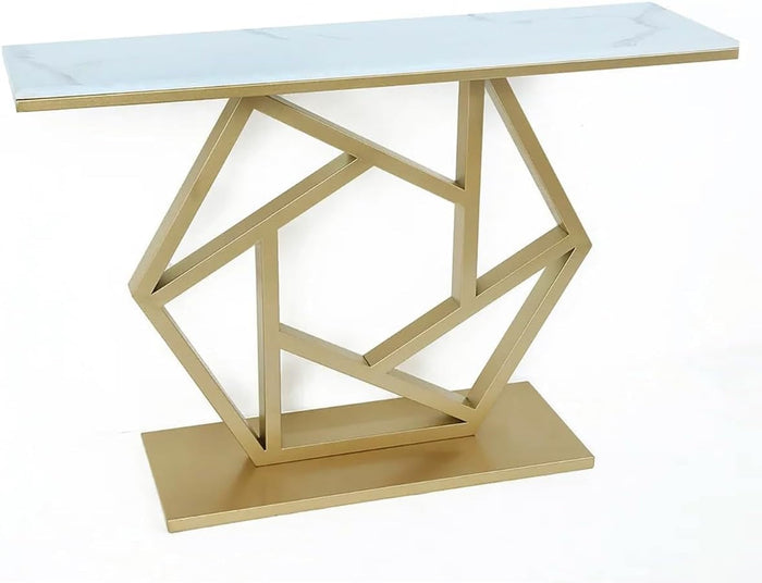 Contemporary Iron Console with Stylish Geometric Form and Elegant Metallic Sheen N.R.HOMESDECOR