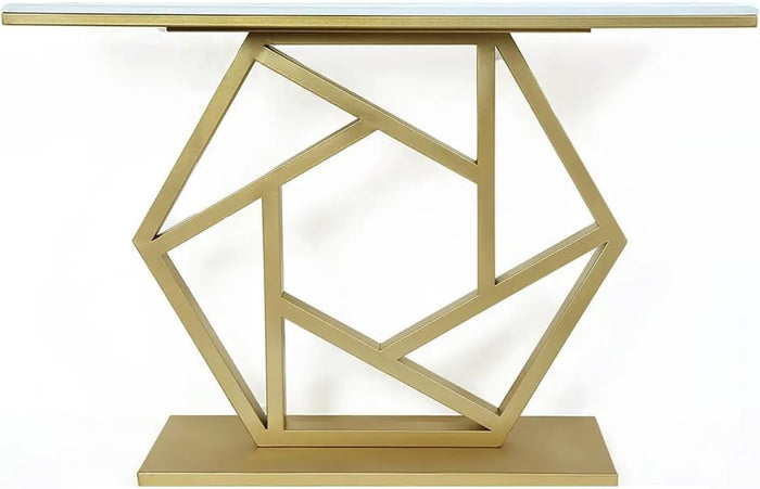 Contemporary Iron Console with Stylish Geometric Form and Elegant Metallic Sheen N.R.HOMESDECOR