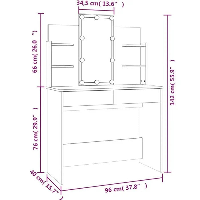 Cristobal Dressing Table with Mirror - Ouch Cart