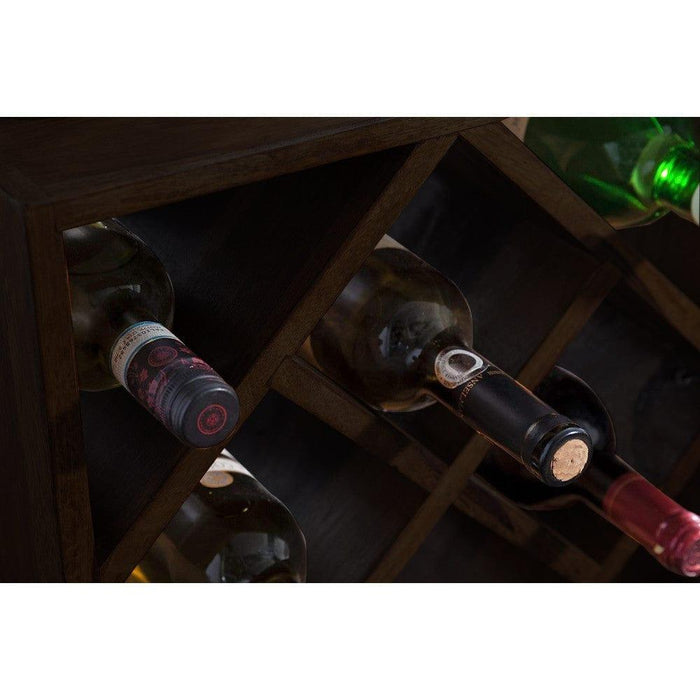 Cube end Table Solid Wood (Wine Rack, Walnut Finish) - Ouch Cart