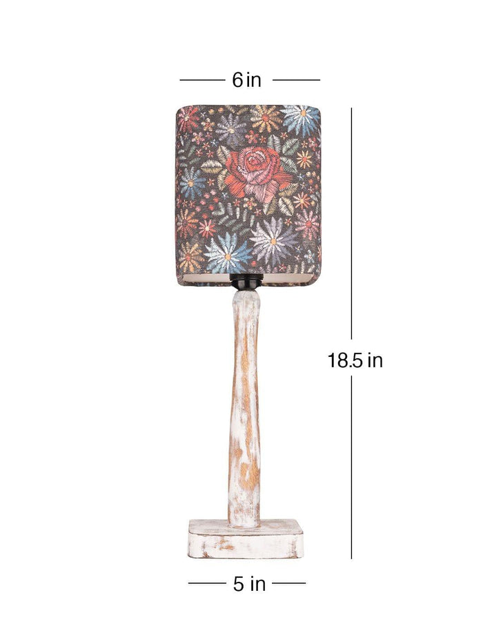 Curve Distress white Lamp with Black flowers shade - Ouch Cart