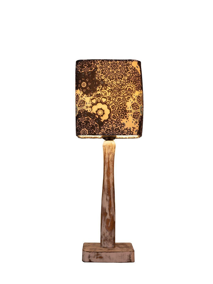 Curve Distress white Lamp with Blue batik print shade - Ouch Cart