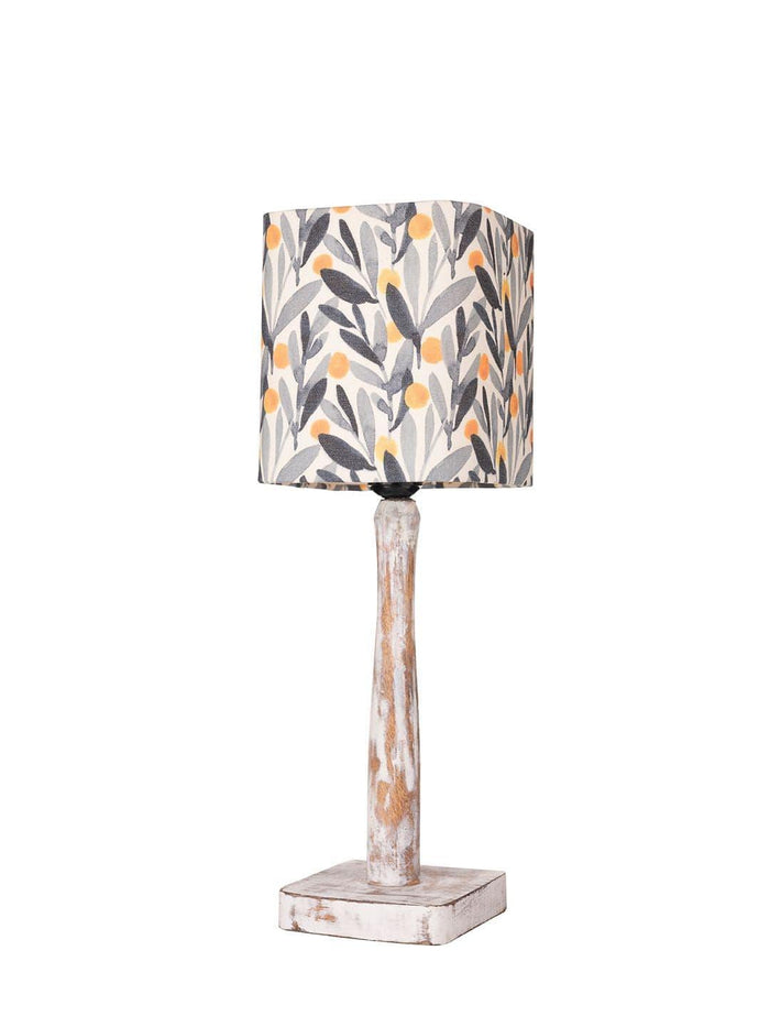 Curve Distress white Lamp with Yellow Leaves shade - Ouch Cart