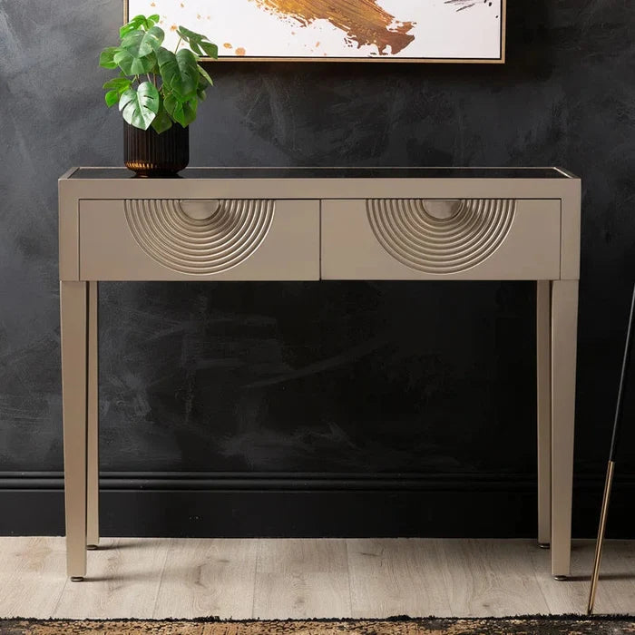 Daiki Console Table for Living Room Furniture, Mirror Top Table Ouch Cart