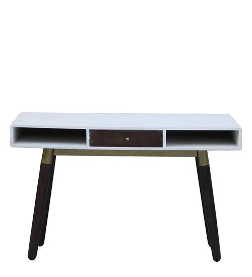 Daniela Study Table In Walnut & White Finish - Ouch Cart